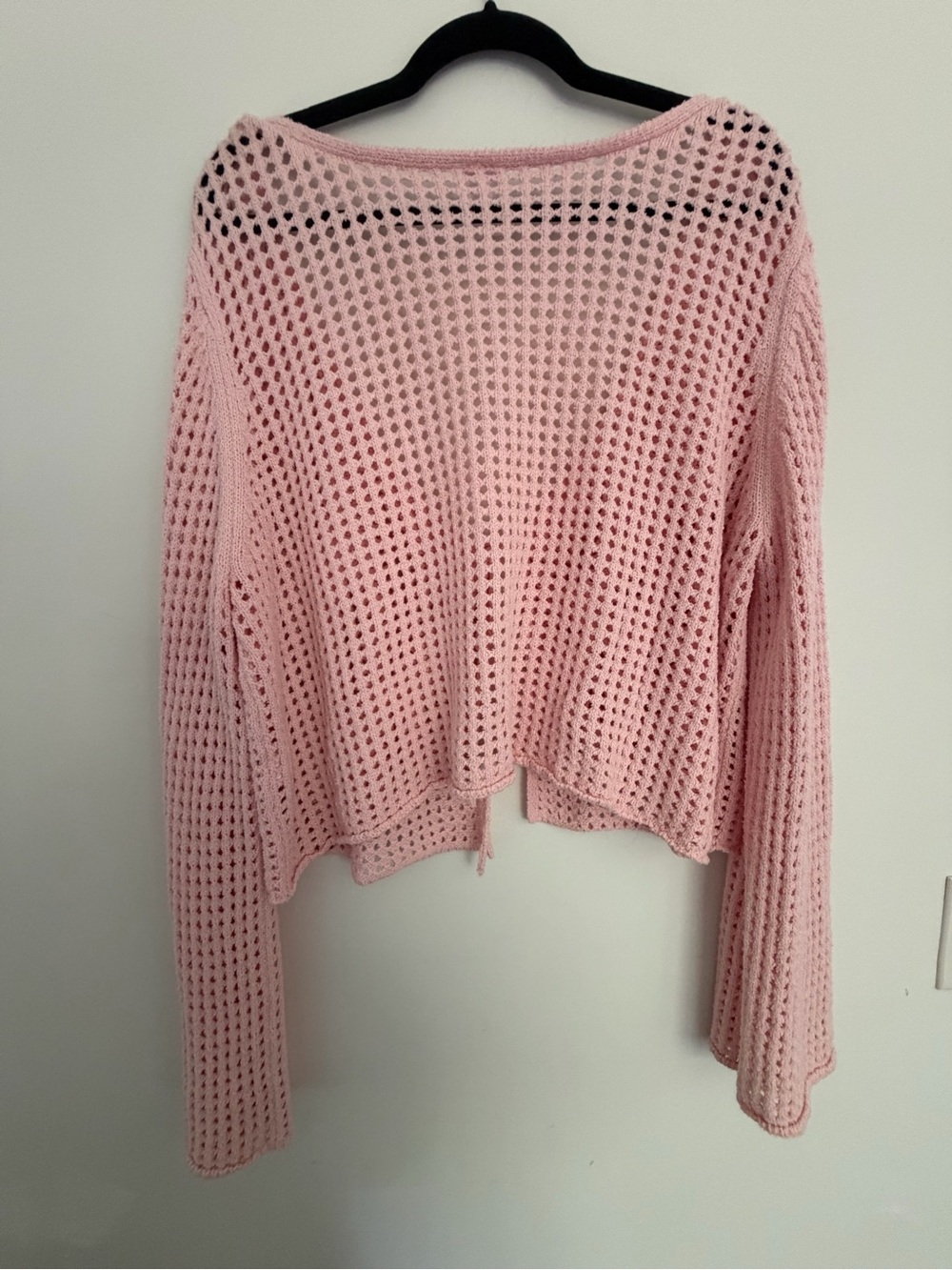 Abound | Woman’s Sz 2X | Light Pink Crochet Tie-Front Women's Sweater - Picture 3 of 3